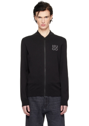 Hugo Black Knit Logo Bomber Jacket
