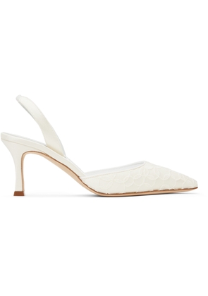 Manolo Blahnik Off-White Carolyne 70 Heels