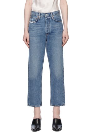 AGOLDE Blue 90's Crop Mid Rise Straight Jeans