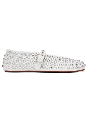 ALAÏA White Strass Ballerina Flats