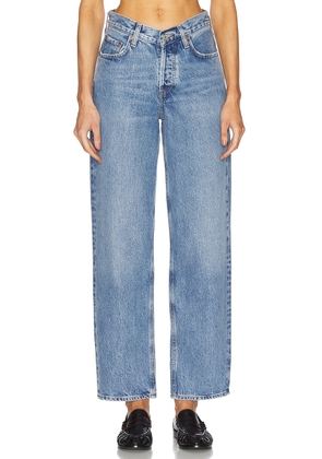 AGOLDE V Waist Baggy Jeans in Fairway - Blue. Size 26 (also in 25, 27, 33).