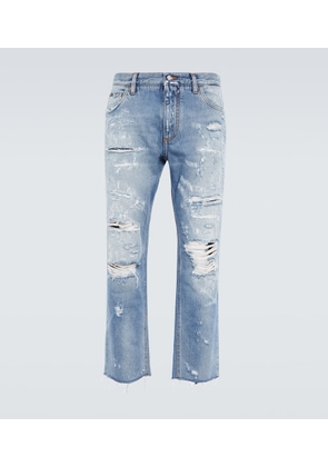 Dolce&Gabbana Distressed mid-rise straight jeans