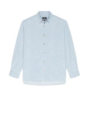 A.P.C. Chemise Mathias Long Sleeve Shirt in Pale Blue - Blue. Size M (also in S, XL/1X).