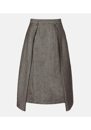 Brunello Cucinelli Wool and linen-blend midi skirt