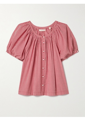 DÔEN - June Gathered Gingham Organic Cotton-voile Blouse - xx small,x small,small,medium,large,x large,xx large