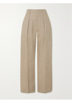 Brunello Cucinelli - Herringbone Linen-blend Wide-leg Pants - Neutrals - IT34,IT36,IT38,IT40,IT42,IT44,IT46,IT48,IT50,IT52