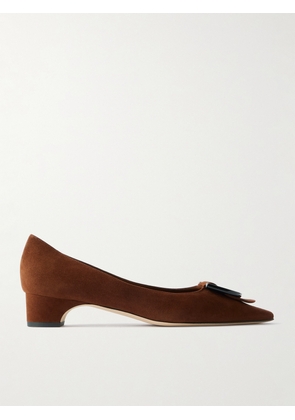 Manolo Blahnik - Beti 30 Embellished Suede Pumps - Brown - IT36,IT36.5,IT37,IT37.5,IT38,IT38.5,IT39,IT39.5,IT40,IT40.5,IT41,IT41.5,IT42,IT43