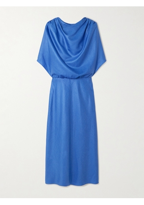 Abadia - Mira Layered Knotted Charmeuse Midi Dress - Blue - US2,US4,US6,US8,US10,US12
