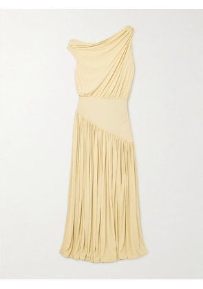 Abadia - Gwen Asymmetric Draped Jersey-trimmed Stretch-bamboo Maxi Dress - Yellow - US2,US4,US6,US8,US10,US12