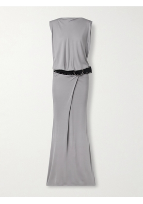 Christopher Esber - Belted Draped Jersey Maxi Dress - Gray - UK 6,UK 8,UK 10,UK 12,UK 14