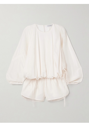 Christopher Esber - Parachute Tie-detailed Silk Playsuit - White - UK 6,UK 8,UK 10,UK 12,UK 14