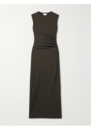 Stella McCartney - Ruched Recycled Satin-jersey Midi Dress - Green - xx small,x small,small,medium,large,x large