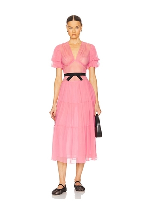 Helsa The Sasha Dress in Silk Chiffon in Pink. Size M. Also in L, S, XS.