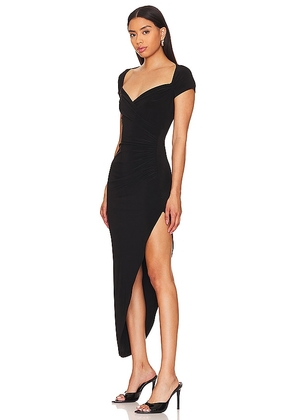 Norma Kamali Cap Sleeve Sweetheart Side Drape Gown in Black. Size M. Also in S, XS.