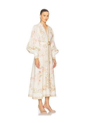 Zimmermann Buttoned Midi Dress in Cream. Size 1/S. Also in 0/XS.
