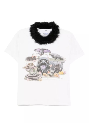 Doublet furry-collar T-shirt - White