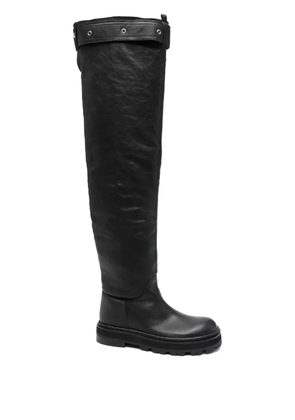 Patrizia Pepe leather over-the-knee buckle boots - Black