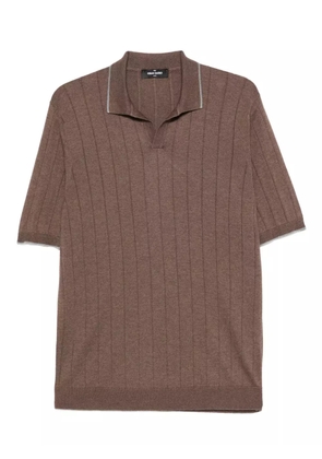 Gran Sasso ribbed polo-collar t-shirt - Brown