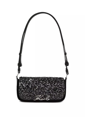 Karl Lagerfeld herringbone sequin shoulder bag - Black
