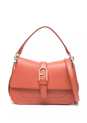 Furla logo-plaque leather tote bag - Orange