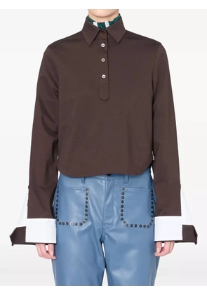 Kolor contrast-panel collar polo top - Brown