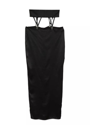 Vestiaire d'un Oiseau Libre suspenders-detail silk midi skirt - Black