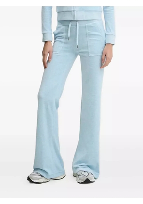 Juicy Couture embroidered-pocket velour trousers - Blue
