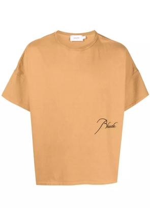 RHUDE embroidered-logo cotton T-shirt - Brown