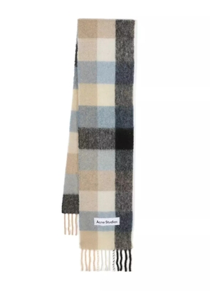 Acne Studios checked mohair-blend scarf - Blue