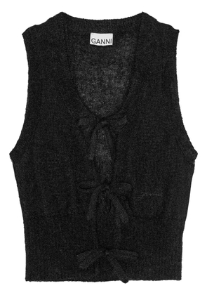 GANNI tied vest - Black