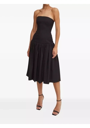 La Mania strapless gathered midi day dress - Black