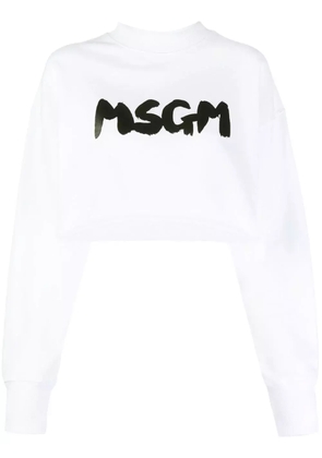 MSGM logo-print cropped sweatshirt - White