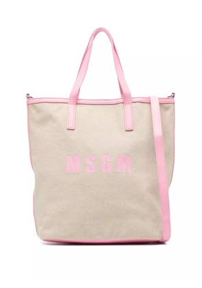 MSGM small logo-print tote bag - Neutrals