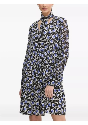 DVF Diane von Furstenberg tie-neck floral-print dress - Black