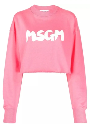 MSGM logo-print cropped sweatshirt - Pink