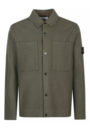 Stone Island patch-pocket wool shirt jacket - Green