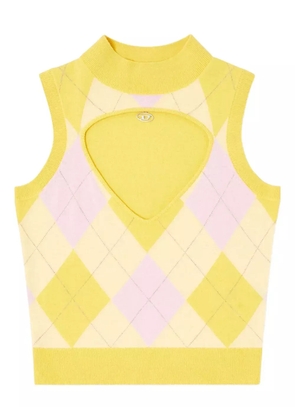 Diesel M-Romko-Sl cutout-neckline wool vest - Yellow