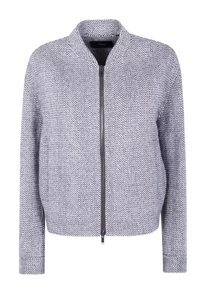 JOSEPH herringbone-pattern zip-front jacket - White