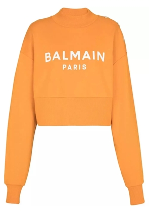 Balmain logo-print organic-cotton sweatshirt - Orange