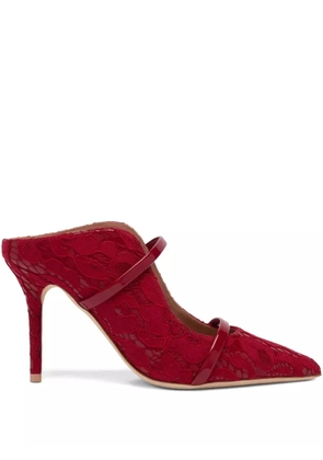 Malone Souliers 85mm Maureen lace calf leather heeled mules - RED