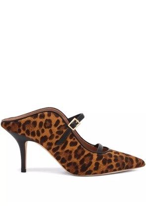 Malone Souliers 70mm leopard-print buckle mules - Brown
