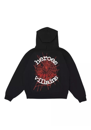 SP5DER spiderweb-print hoodie - Black