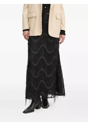 Bruuns Bazaar fringed wave midi skirt - Black