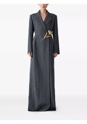 Carolina Herrera peak-lapel pinstripe coat - Grey