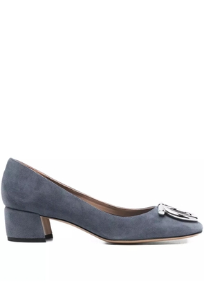 Ferragamo 40mm logo-buckle block-heel pumps - Blue