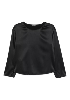 Emporio Armani satin three-quarter-sleeve top - Black