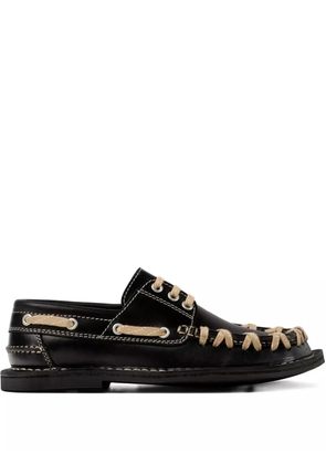 CamperLab Eki leather lace-up boat shoes - Black