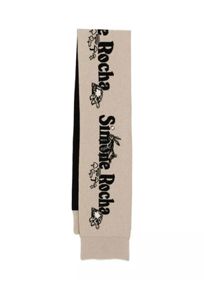 Simone Rocha logo-printed scarf - Brown