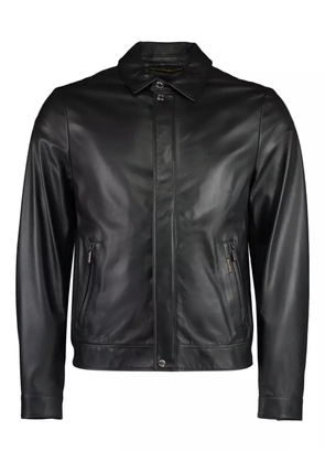 Moorer zipped-pockets leather jacket - Black