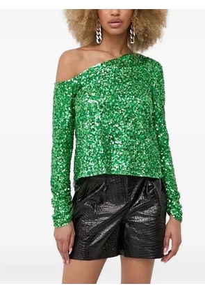Notes du Nord one-shoulder sequin-embellished blouse - Green